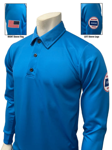 USA401KS BB - Kansas Bright Blue Men's Volleyball Long Sleeve Shirt (with flag)